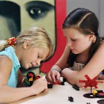 Two students building a bevel gear